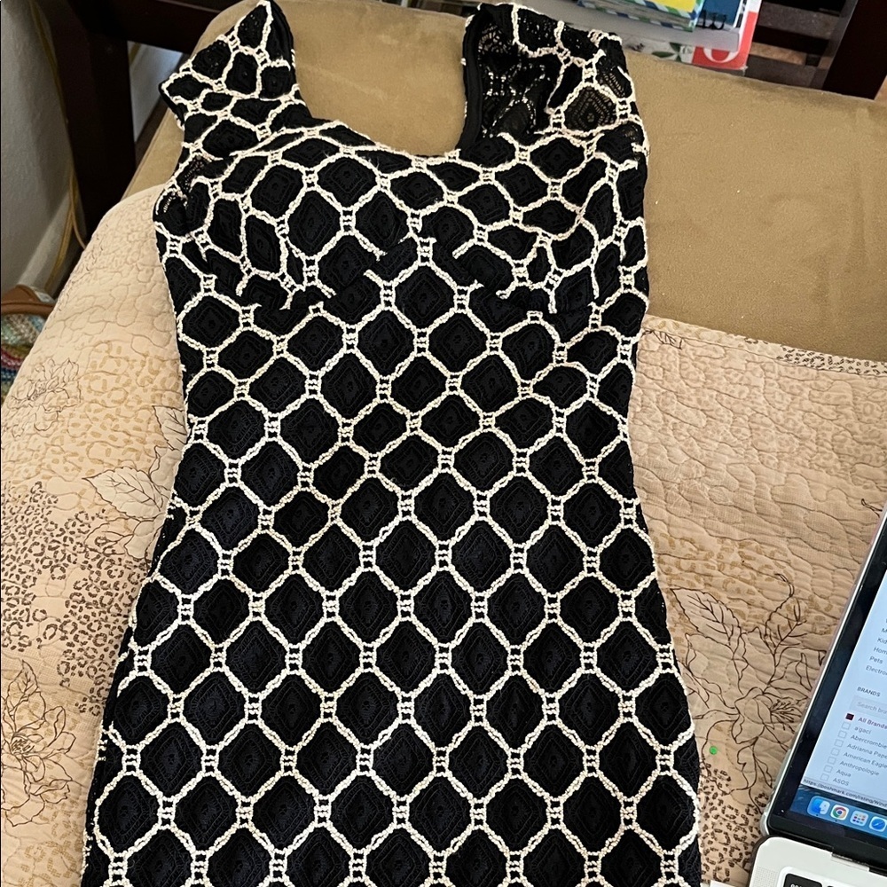 Black and Tan Crochet Mini Dress Windsor XS